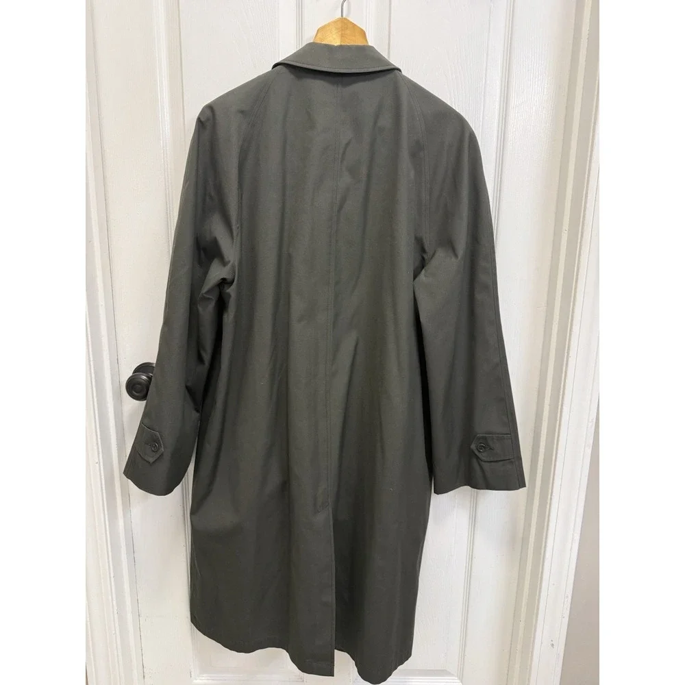 Vintage SEARS Perma Prest Trench Coat Hunter Green Button Liner Men's 40 USA 70s